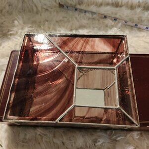 Vintage Stained Glass Jewelry Box With Mirrored Inlay Boho Cottage MCM